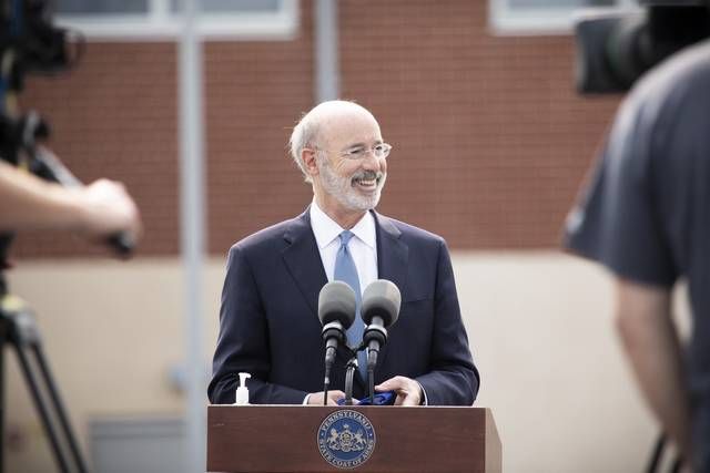 Pennsylvania Governor Tom Wolf speaking to the press. Focusing on the benefits of restorative justice and revenue generation, Governor Tom Wolf and Lieutenant Governor John Fetterman again called on the legislature to take up legalization of adult-use cannabis.